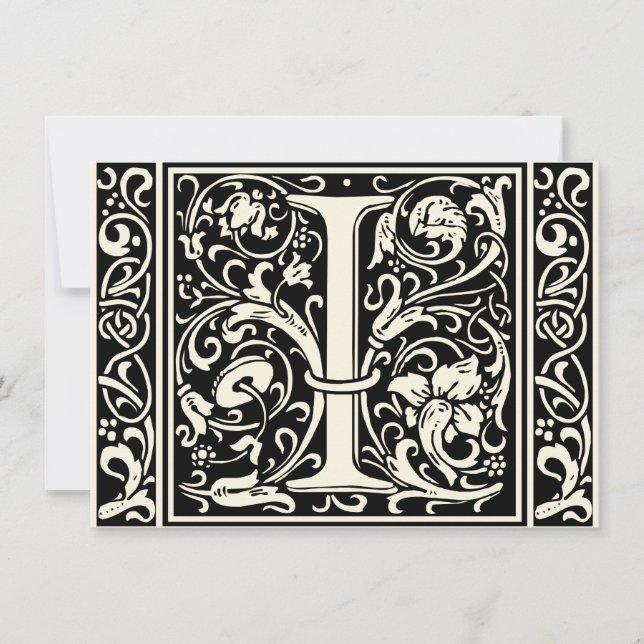 Letter I Medieval Monogram Art Nouveau Invitation (Front)