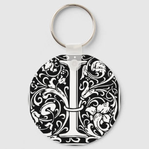 Letter I Medieval Monogram Art Nouveau Keychain