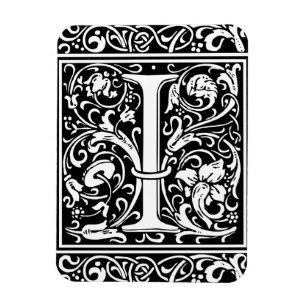 Letter I Medieval Monogram Art Nouveau Magnet