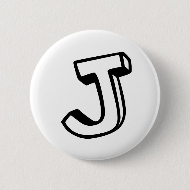 Letter J 2 Inch Round Button (Front)