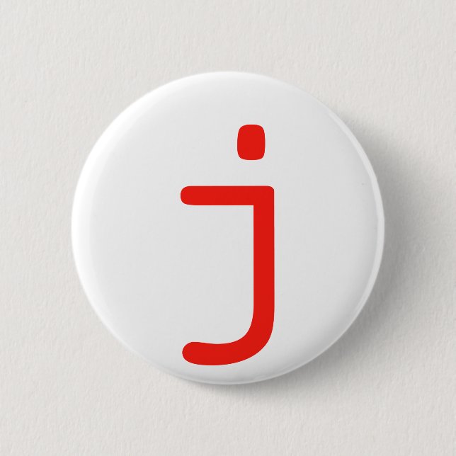 Letter j 2 inch round button (Front)