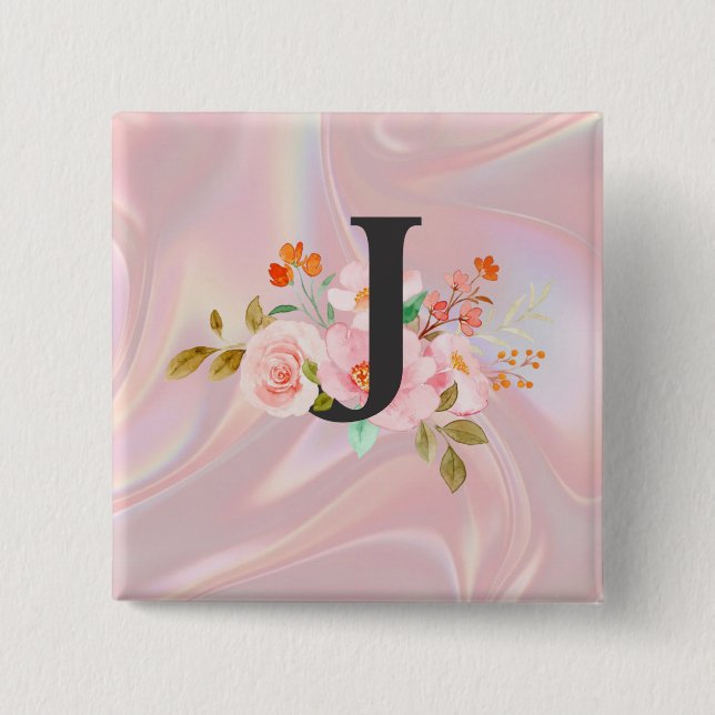 Letter J 2 Inch Square Button (Front)