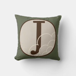 Letter J Alphabet Pillow in Evergreen