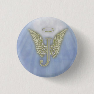 Letter J Angel Monogram 1 Inch Round Button