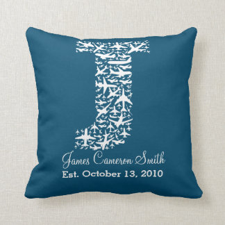 Letter J Aviation Airplanes Throw Pillow