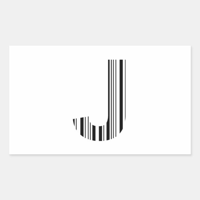 LETTER J BAR CODE First Initial Barcode Pattern Sticker (Front)