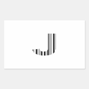 LETTER J BAR CODE First Initial Barcode Pattern Sticker
