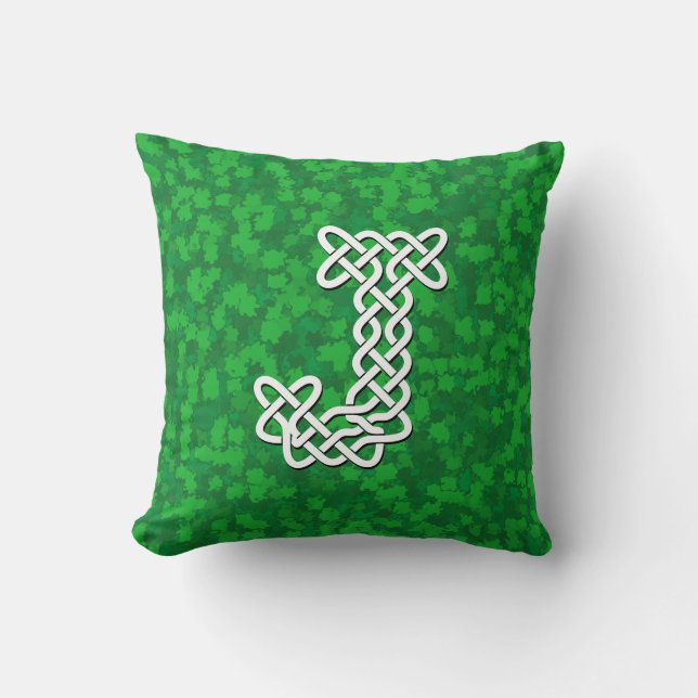 Letter J Celtic Knot Alphabet Throw Pillow (Front)