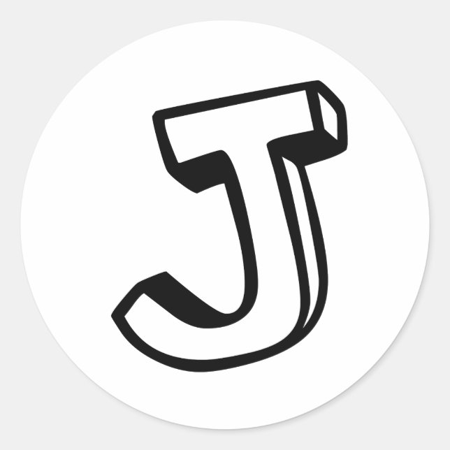 Letter J Classic Round Sticker (Front)
