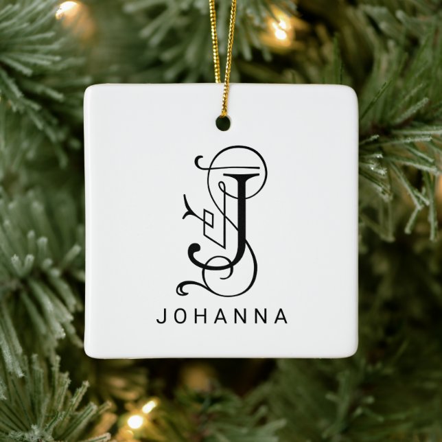 Letter J Elegant Monogram Christmas Ornament (Tree)
