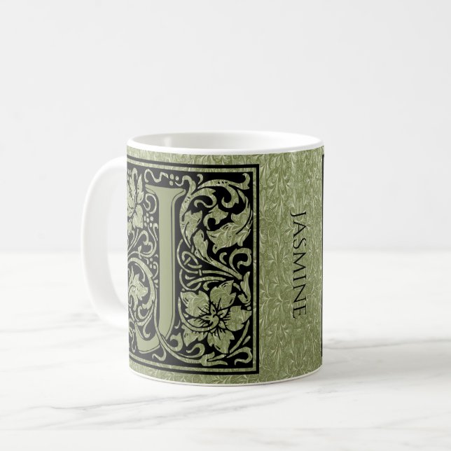 Letter J First Letter Monogram Personalized Coffee Mug (Front Left)