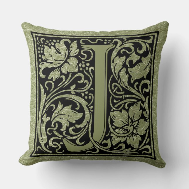 Letter J First Letter Monogram Throw Pillow (Front)
