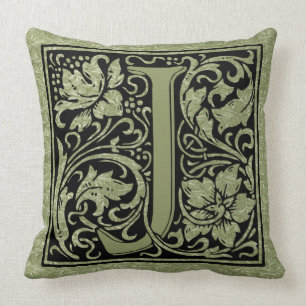 Letter J First Letter Monogram Throw Pillow
