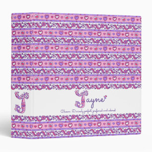 Letter J Jayne hearts flowers doodle name Binder