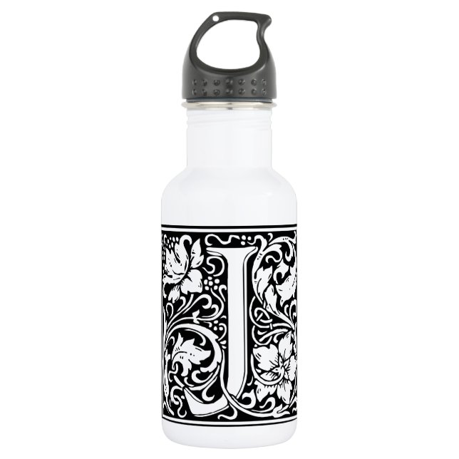 Letter J Medieval Monogram Art Nouveau 532 Ml Water Bottle (Front)