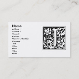 Letter J Medieval Monogram Art Nouveau Business Card