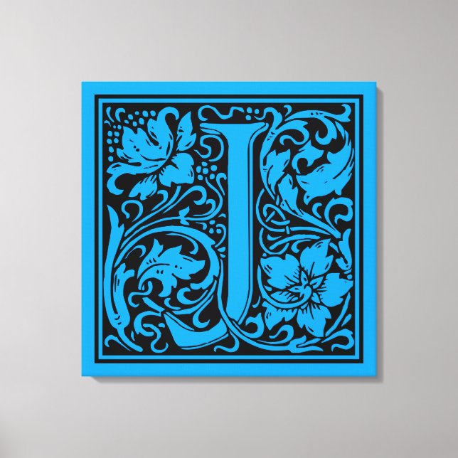 Letter J Medieval Monogram Art Nouveau Canvas Print (Front)