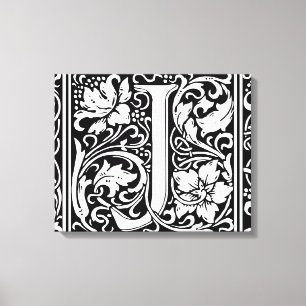 Letter J Medieval Monogram Art Nouveau Canvas Print