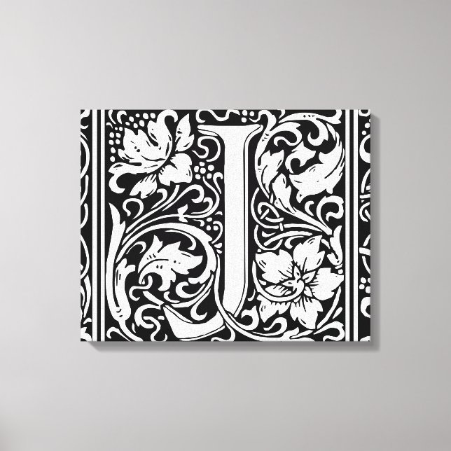 Letter J Medieval Monogram Art Nouveau Canvas Print (Front)