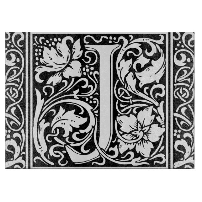 Letter J Medieval Monogram Art Nouveau Cutting Board (Front)