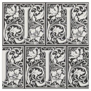 Letter J Medieval Monogram Art Nouveau Fabric