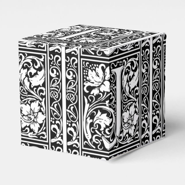 Letter J Medieval Monogram Art Nouveau Favor Box (Front Side)