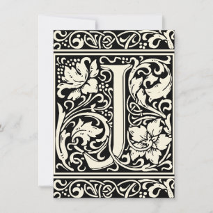 Letter J Medieval Monogram Art Nouveau Invitation
