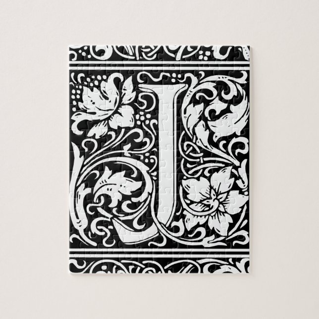 Letter J Medieval Monogram Art Nouveau Jigsaw Puzzle (Vertical)
