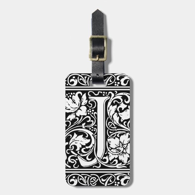 Letter J Medieval Monogram Art Nouveau Luggage Tag (Front Vertical)