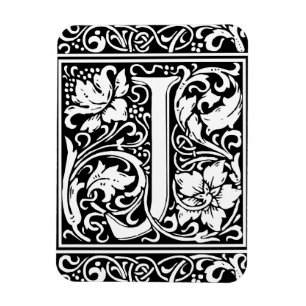 Letter J Medieval Monogram Art Nouveau Magnet