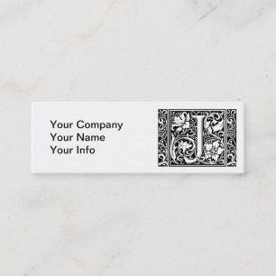 Letter J Medieval Monogram Art Nouveau Mini Business Card