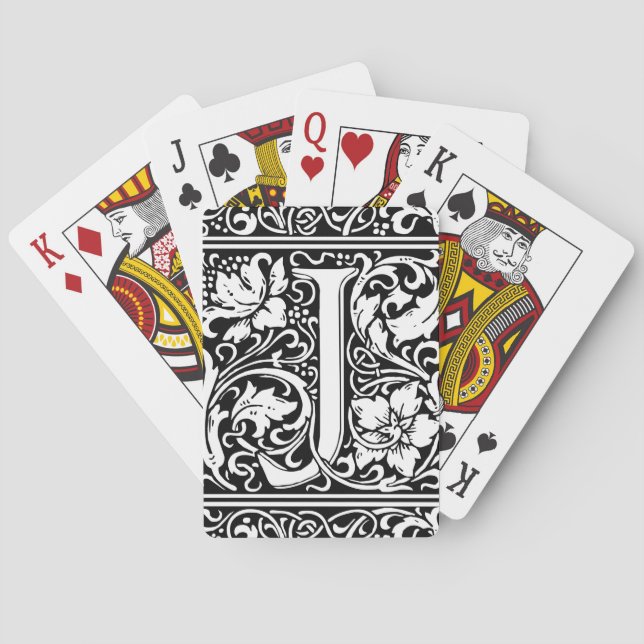 Letter J Medieval Monogram Art Nouveau Playing Cards (Back)