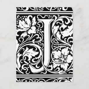 Letter J Medieval Monogram Art Nouveau Postcard