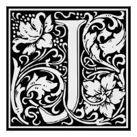 Letter J Medieval Monogram Art Nouveau