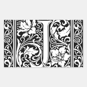 Letter J Medieval Monogram Art Nouveau Sticker