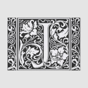 Letter J Medieval Monogram Art Nouveau Tissue Paper