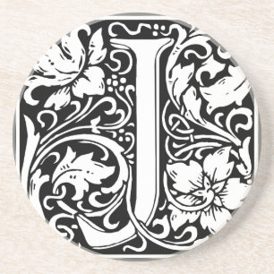 Letter J Medieval Monogram Vintage Initial Coaster