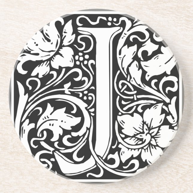 Letter J Medieval Monogram Vintage Initial Coaster (Front)