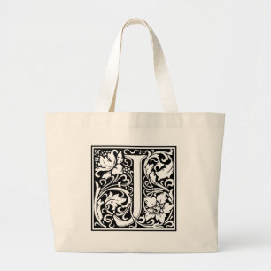 Letter J Medieval Monogram Vintage Initial Large Tote Bag