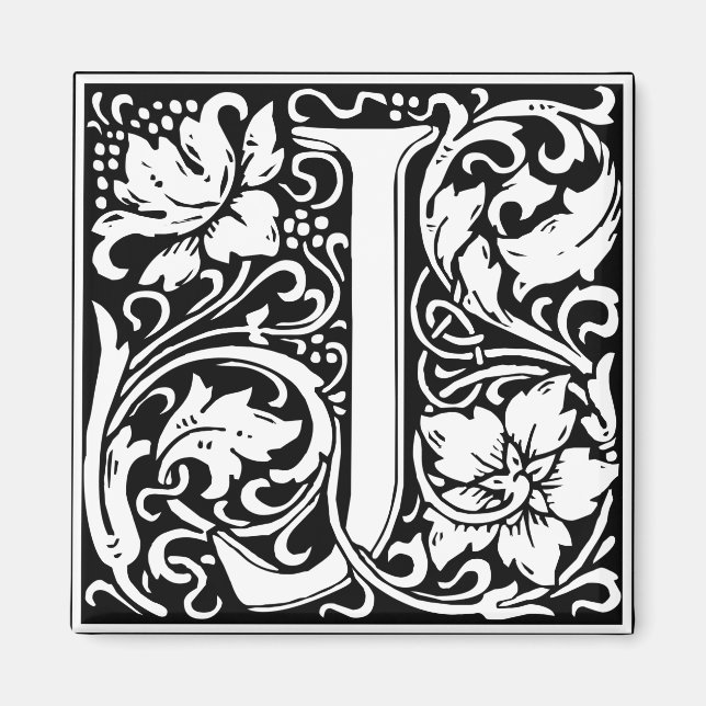 Letter J Medieval Monogram Vintage Initial Magnet (Front)
