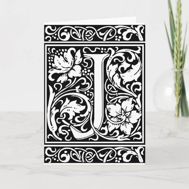 Letter J Medieval Monogram Vintage Initial Note Card (Front)