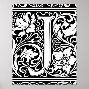 Letter J Medieval Monogram Vintage Initial Poster