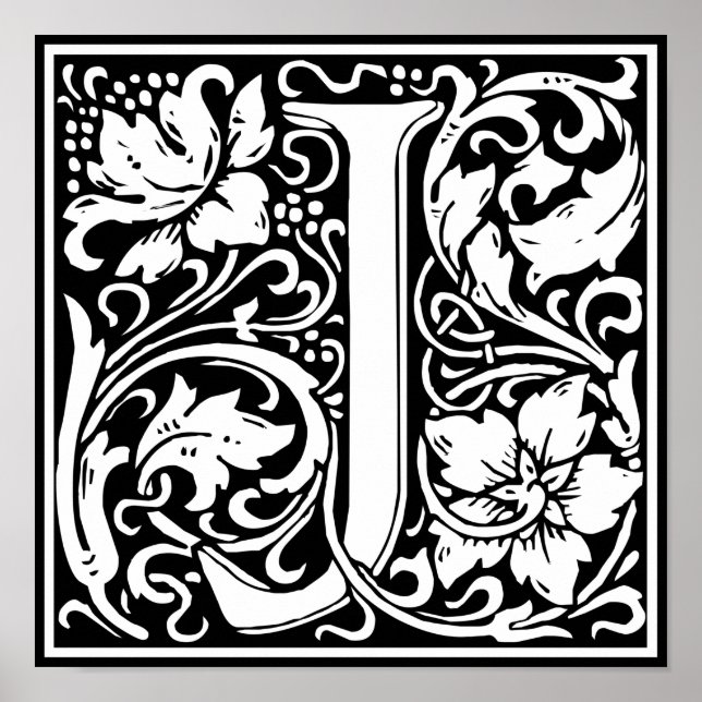 Letter J Medieval Monogram Vintage Initial Poster (Front)