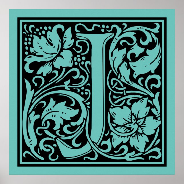 Letter J Medieval Monogram Vintage Initial Poster (Front)