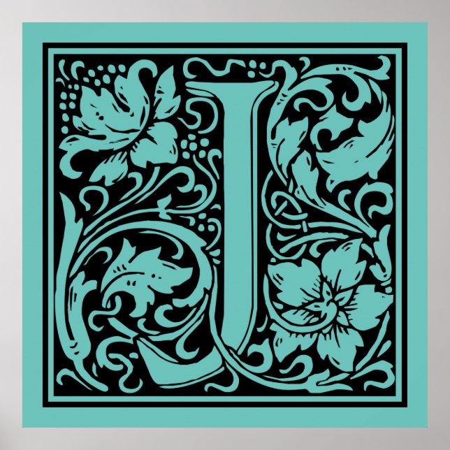 Letter J Medieval Monogram Vintage Initial Poster (Front)