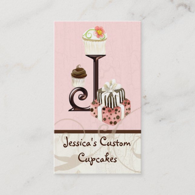 Letter J Monogram Dessert Bakery Business Cards (Front)