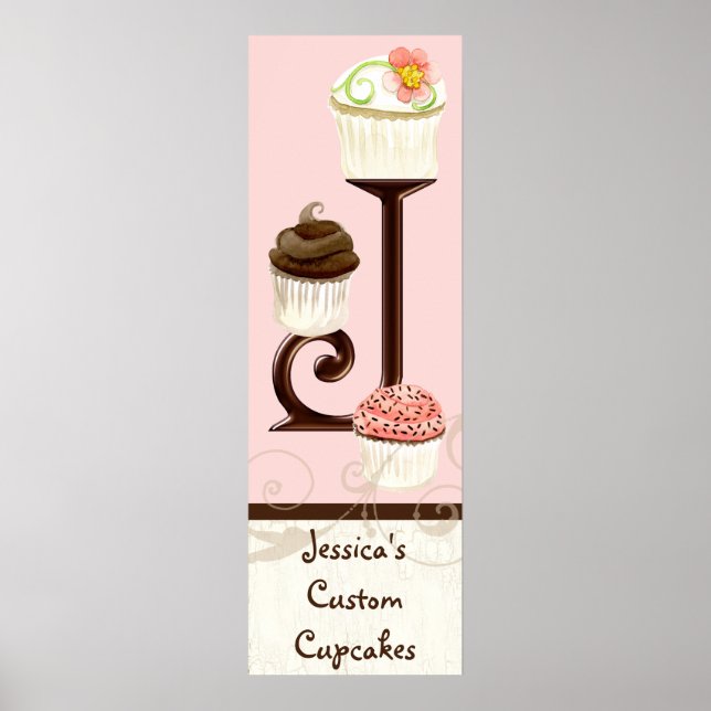Letter J Monogram Dessert Bakery Business Poster (Front)