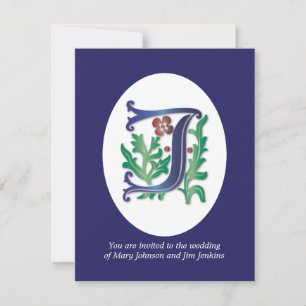Letter J Monogram Fleur de lis Invitation