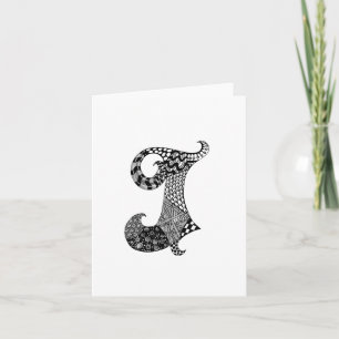 Letter J Monogram in Black and White Note Card