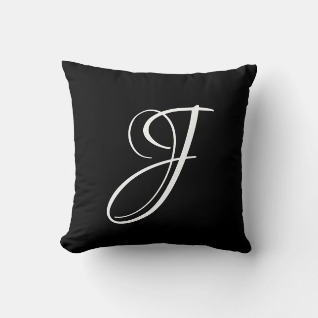 Letter J Monogram Initial Custom Throw Pillow (Front)